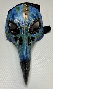 Masquerade Alien Halloween Mask Long Blue Nose Hand Painted Plaster Adult